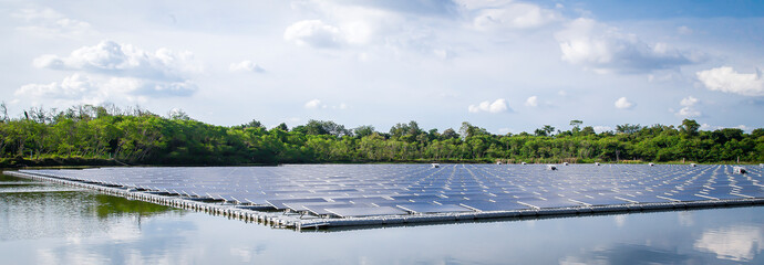 floating solar power station renewable energy concept	
