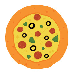 pizza isolated on white with salami