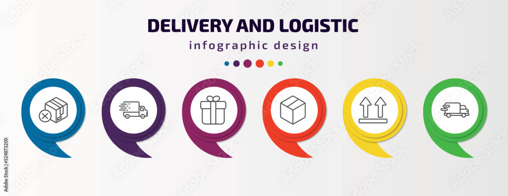 Poster delivery and logistic infographic template with icons and 6 step or option. delivery and logistic ic