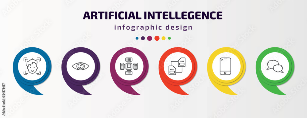 Aufkleber artificial intellegence infographic template with icons and 6 step or option. artificial intellegenc