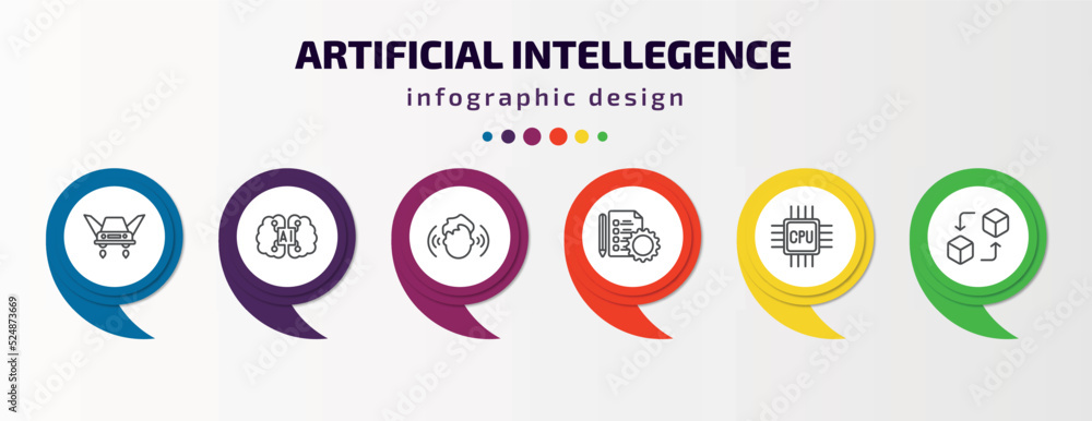 Poster artificial intellegence infographic template with icons and 6 step or option. artificial intellegenc