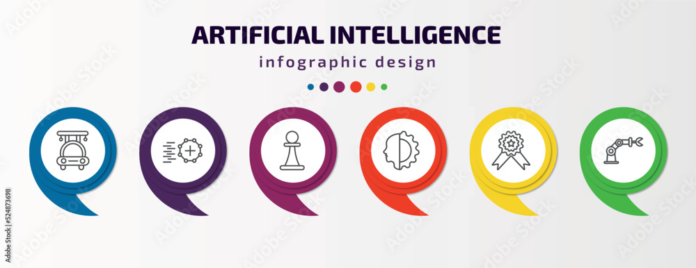 Poster artificial intelligence infographic template with icons and 6 step or option. artificial intelligenc