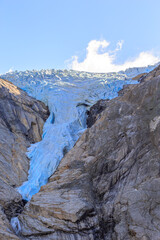 Fototapeta na wymiar Briksdalsbre Glacier in Norway near Stryn, part of the largest European Glacier Jostedalsbreen