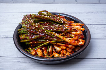 Korean traditional food green onion kimchi