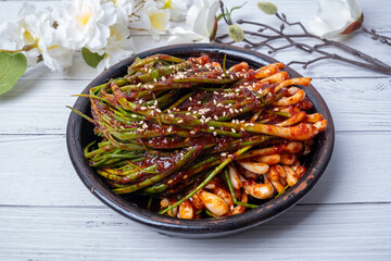 Korean traditional food green onion kimchi