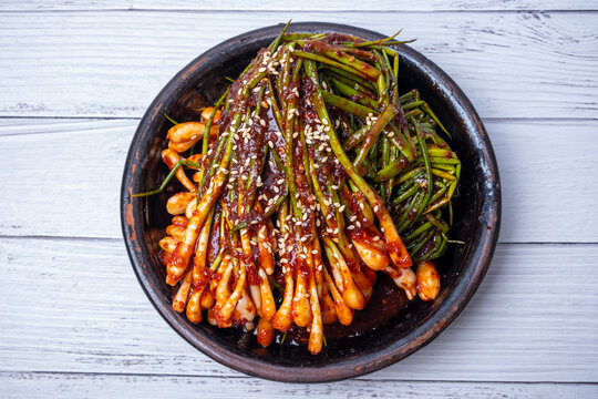 Korean traditional food green onion kimchi