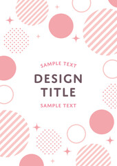 ピンク　水玉　幾何学　フレーム  白　背景　素材