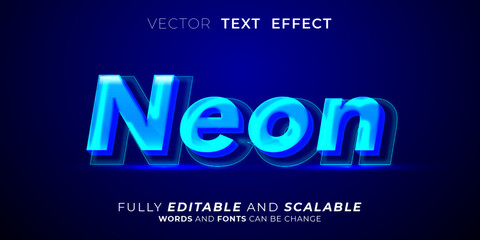 Neon text editable three dimension text effect 3d style