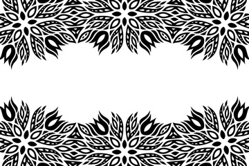 Fototapeta premium Vector art with abstract black floral border