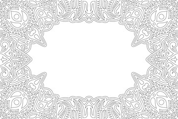 Line art for coloring book with ornate border