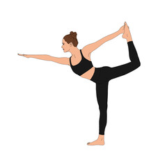 Fototapeta premium PNG Dancer Pose (Lord Of The dance) / Natarajasana. Flexible standing woman doing practicing deep stretch yoga asana pose exercise without background. Fashion illustration painting poster of person 