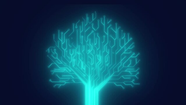 Neural Network tree in artificial intelligence technology animation