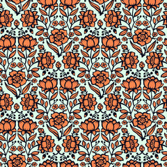 Art Nouveau Floral Seamless Vector Patter Illustration