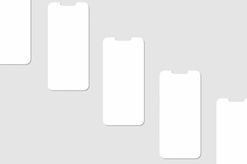 Realistic blank phone screen illustration for mockup. UI UX app presentation. 3D Render.