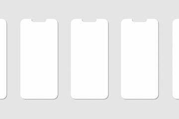 Realistic blank phone screen illustration for mockup. UI UX app presentation. 3D Render.