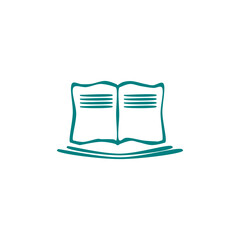 Open school book icon hand drawn