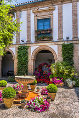 Cordoba Viana Palace built in XV century. Viana Palace is tourist attraction known for 12 magnificent patios and a garden: Courtyard of the gate (Patio de la Cancela). CORDOBA, SPAIN. 