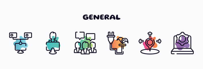 general outline icons set. thin line icons such as bpm, coworking, brand engagement, biomass energy, coordinate, information technology icon collection. can be used web and mobile.