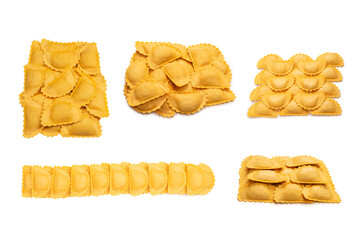 Raw ravioli as background. Healthy italian food.