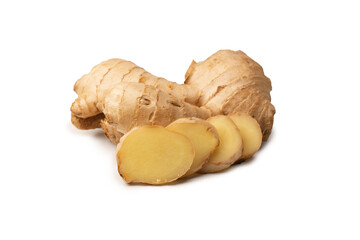 Ginger root isolated on white background.