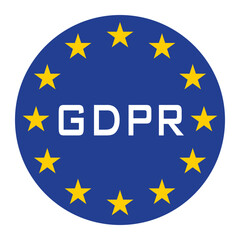 GDPR icon for web isolate with blue background and white text