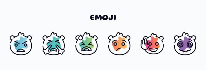emoji outline icons set. thin line icons such as angry emoji, emoji with steam from e, desperate annoyed hello hypnotized icon collection. can be used web and mobile.