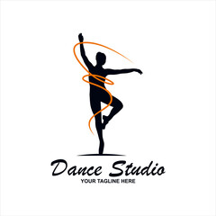 ballet dance illustration logo on white background