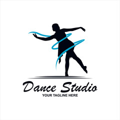 ballet dance illustration logo on white background