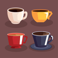 four coffee set cups