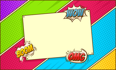Comic pop art border blank background with speech bubble expression