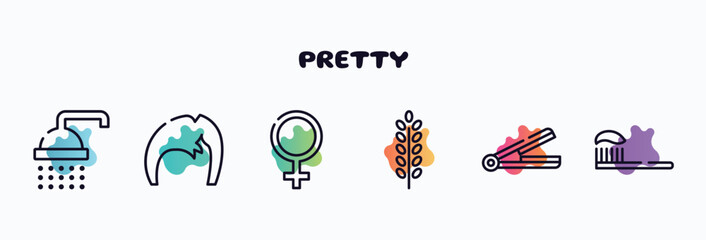 pretty outline icons set. thin line icons such as ba, man hair, femenine, lavender, hair iron, brushing icon collection. can be used web and mobile.