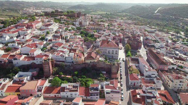 Aerial view of Silves medieval town in Algarve region of Portugal