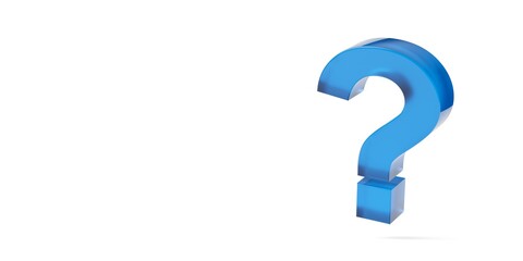 Blue frosted glass question mark over white background, idea, solution or question or communication business concept background