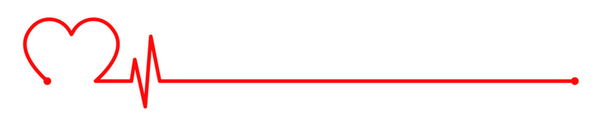 Obraz premium Red heart pulse. Line heartbeat on white background. Beat or rhythm heart. Cardiogram on monitor. Medical concept.