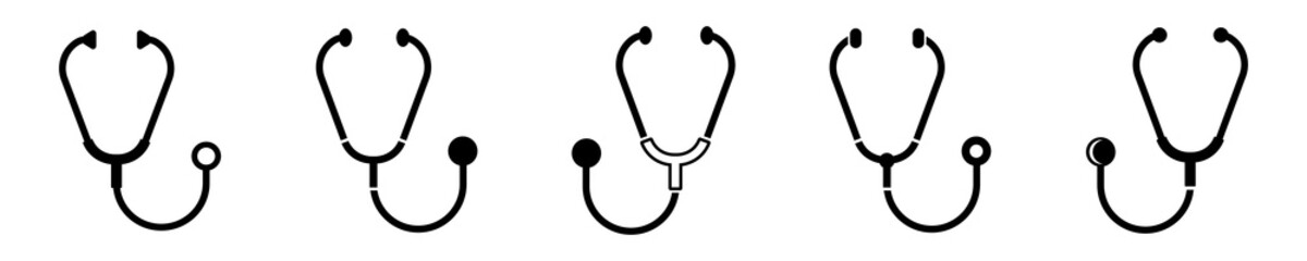 Set of stethoscope vector icons. Medical stetoskop icon. Vector 10 EPS. - obrazy, fototapety, plakaty