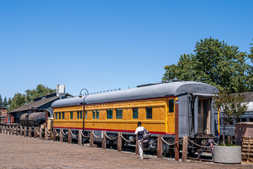 Union Pacific railway carriage in old town Sacramento, California, USA,