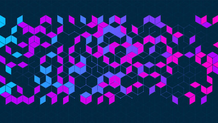 Geometric pattern with cubes and hexagons. Technology background. Vector illustration