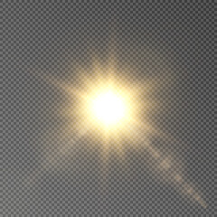 Transparent sunlight with a special glare light effect. PNG. Isolated light effects on a transparent background. Vector illustration