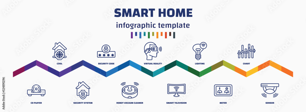 Poster infographic template with icons and 11 options or steps. infographic for smart home concept. include