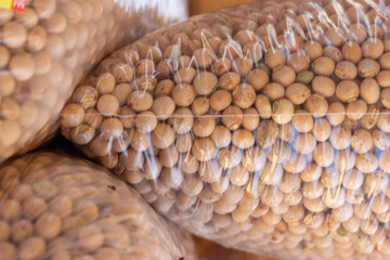 sacks full of whole chickpeas