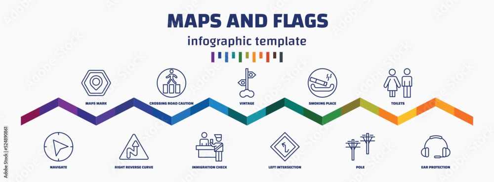 Poster infographic template with icons and 11 options or steps. infographic for maps and flags concept. inc