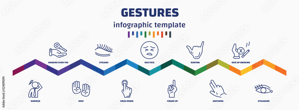 Poster infographic template with icons and 11 options or steps. infographic for gestures concept. included 