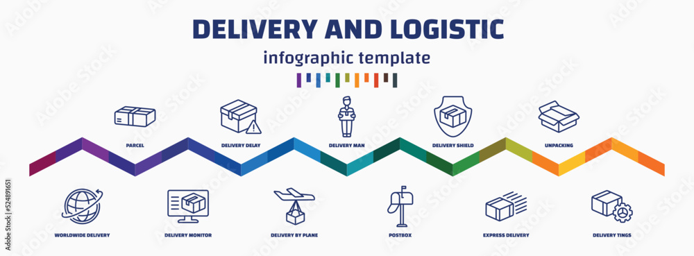 Poster infographic template with icons and 11 options or steps. infographic for delivery and logistic conce