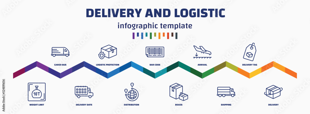 Poster infographic template with icons and 11 options or steps. infographic for delivery and logistic conce