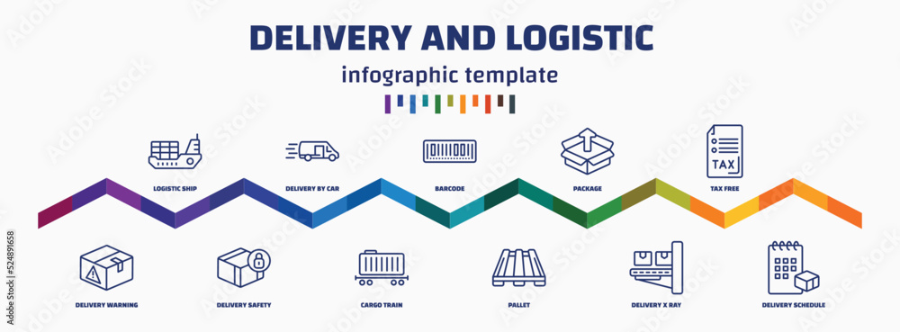 Poster infographic template with icons and 11 options or steps. infographic for delivery and logistic conce