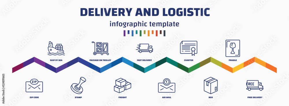 Poster infographic template with icons and 11 options or steps. infographic for delivery and logistic conce