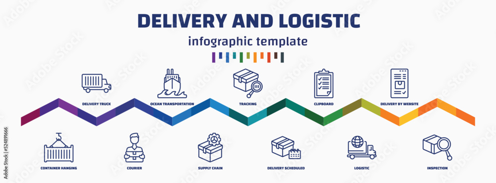 Poster infographic template with icons and 11 options or steps. infographic for delivery and logistic conce