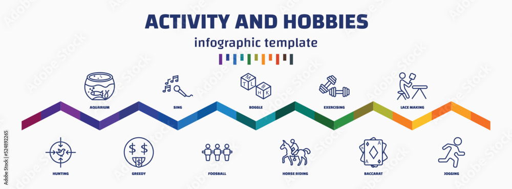 Aufkleber infographic template with icons and 11 options or steps. infographic for activity and hobbies concep
