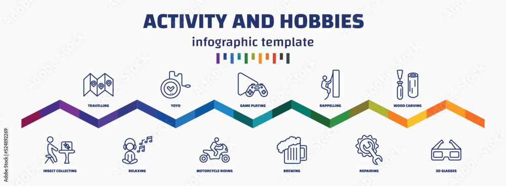 Poster infographic template with icons and 11 options or steps. infographic for activity and hobbies concep