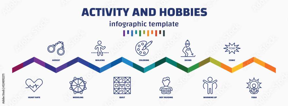 Poster infographic template with icons and 11 options or steps. infographic for activity and hobbies concep